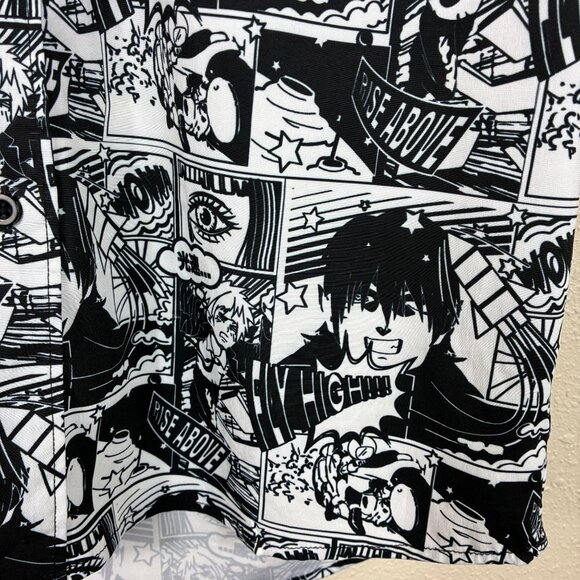 Just Attitude Rise Above Anime Comic Print Button Up Shirt Size Medium - Picture 5 of 6